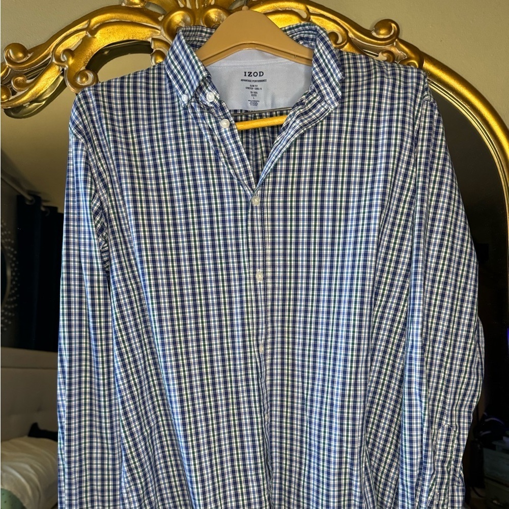 Izod  plaid advantage performance slim fit stretch cool fix size large